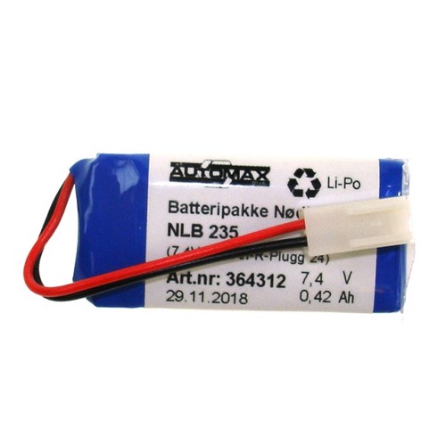 BATTERI NLB 235 (7,4V-450Ah li-po-R-Plugg 24)