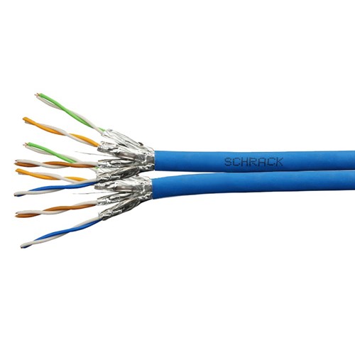 CAT6A U-FTP Siames 2x(4x2xAWG23/1), 500MHz, LS0H BLÅ 500M trommel