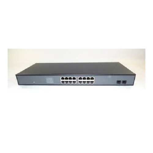 Huasnet Switch HS-2G16E-F 16xRJ45+2xSFP m/fest 19" mont
