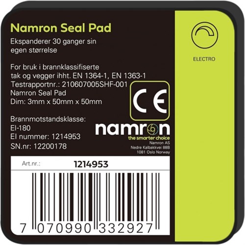 SEAL PAD Namron (For bruk i brannklassifiserte tak og vegger)