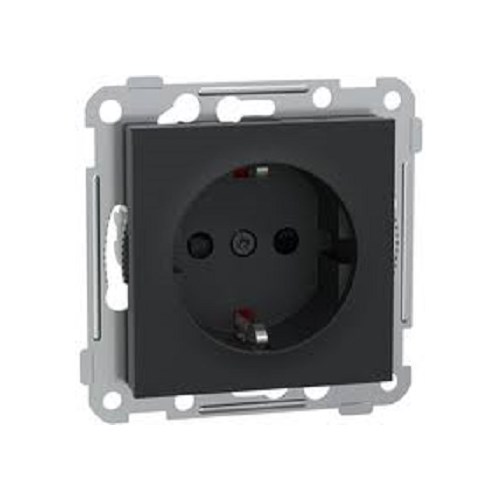 STIKKONTAKT ENKEL M/J hklm INNFELT U/RAMME RS/Plus SORT Elko