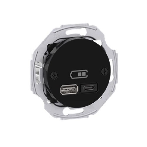 STIKKONTAKT Renova USB A+C uttak 45W Sort