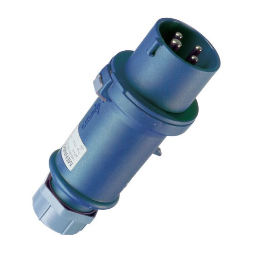 STØPSEL RUNDSTIFT 332-9 32A 230V BLÅ 3-FAS IP54 M13515 Mennekes