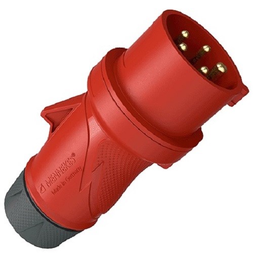 Støpsel rundstift 432-6 32A 400V 5P rød IP44 M/14A M13520 Mennekes