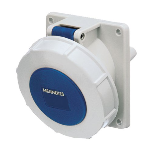 Stiokkontakt rundstift 332-9 32A 230V 3-fas innfelt Blå IP67 M1505 Mennekes