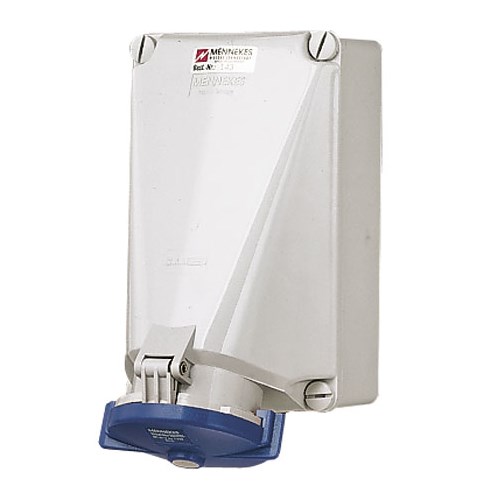 Stikkontakt rundstift 3125-9 125A 230V påvegg 3-fas Blå IP67 M138