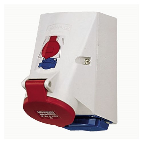 Stikkontakt rundstift 416-6 400V 5p Rød+216-6 16A 230V Schuko IP44 M1650