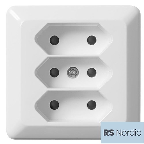STIKKONTAKT 3 VEIS EURO PÅVEGG NORDIC HVIT Elko