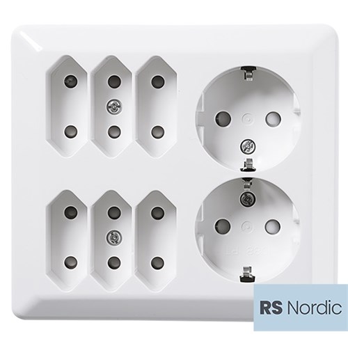 STIKKONTAKT 2 med jord +6 Euro Påvegg NORDIC HVIT Elko