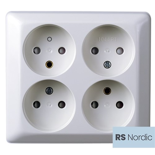 STIKKONTAKT 4 Veis Quatro Uten Jord Påvegg NORDIC HVIT Elko