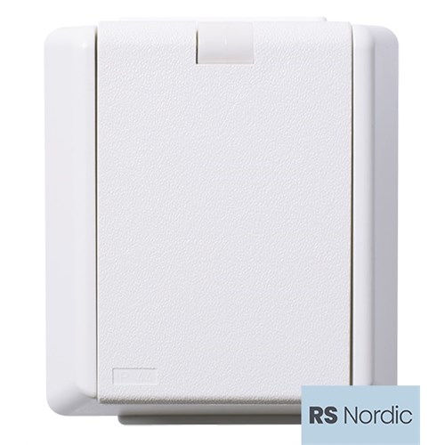 STIKKONTAKT MED LOKK ENKEL PÅVEGG NORDIC HVIT Elko