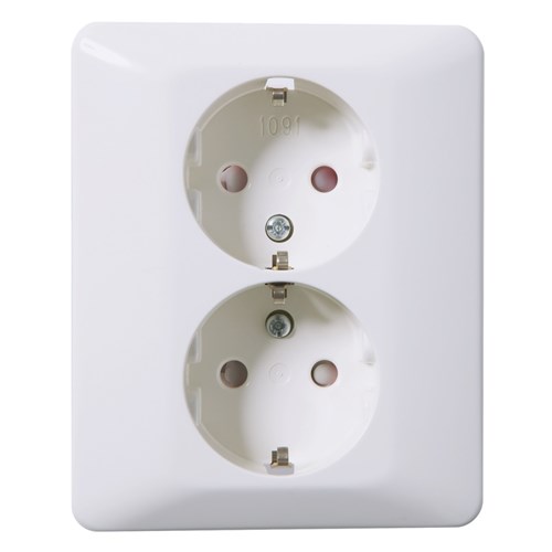 STIKKONTAKT RS1091PT LAV 1,5 DOBBEL INNFELT NORDIC HVIT Elko