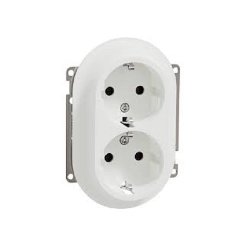 STIKKONTAKT u/ramme høy hklm DOBBEL INNFELT 1,5 HVIT Elko