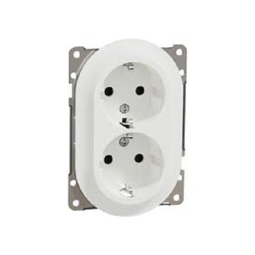 STIKKONTAKT u/ramme lav m/j skrutilkob DOBBEL INNFELT 1,5 HVIT Elko