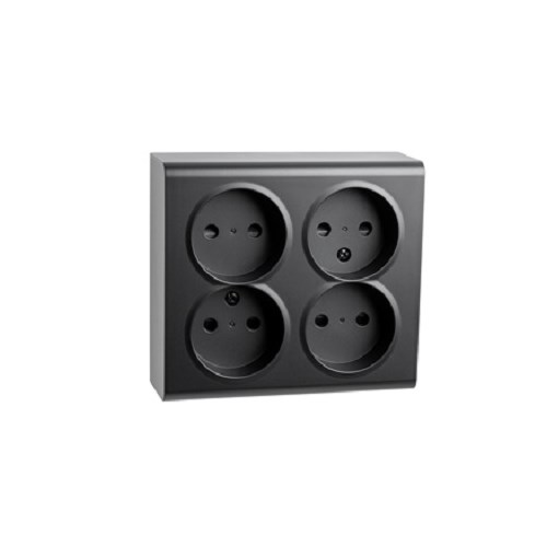 STIKKONTAKT 4 Veis uten/Jord Påvegg Sort Sg Armaturen