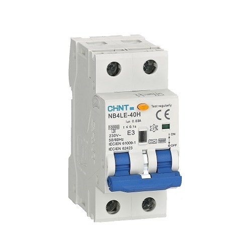 Jordfeilaut elektronisk Type F 2pol 13A B-kar 30mA 10kA 2 modul Chint