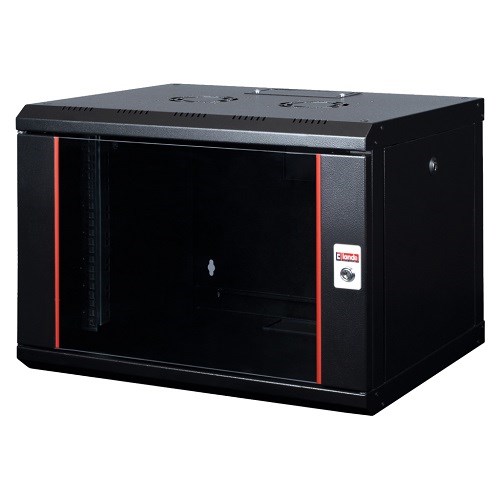 VEGGSKAP 7U 600X450X418 SORT GLASSDØR Lande