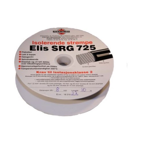 STRØMPE DOBBELTISOLERT 8MM SORT 10M SRG725 ELIS ELEKTRO