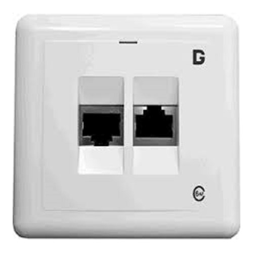 VEGGKONTAKT Modulær Innfelt dGLink FTP Kat. 6A PV 2xRJ45 Hvit