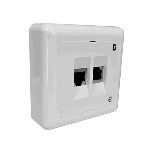 VEGGKONTAKT Modulær Påvegg dGLink FTP Kat. 6A PV 2xRJ45 Hvit