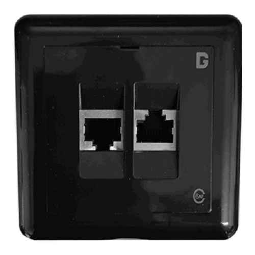 VEGGKONTAKT Modulær Innfelt dGLink FTP Kat. 6A PV 2xRJ45 Sort