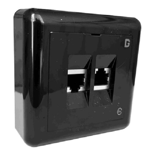 VEGGKONTAKT Modulær Påvegg dGLink FTP Kat. 6A PV 2xRJ45 Sort