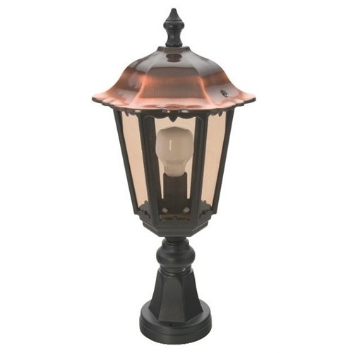 UTELAMPE PORTSTOLPE FIRENZE 100W E27 53cm IP43 Sort/Kobber Landa