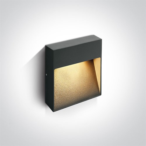 Vegglampe ute utenpåliggende Square 9W 350Lu 3000K Antrasitt IP54