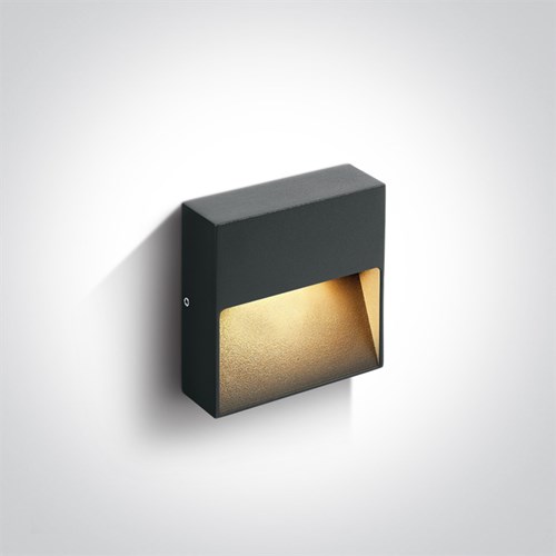 Vegglampe ute utenpåliggende Square 3W 200Lu 3000K Antrasitt IP54