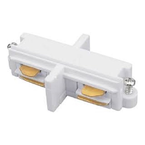 Skjøtestykke kort rett for Spotlight skinne Trackline T1 230V Hvit Aneta