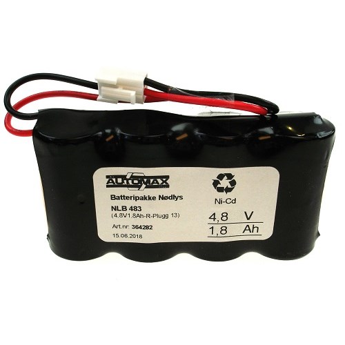 BATTERIPAKKE NLB 483 NØDLYS 4,8V1,8Ah-R-Plugg 13