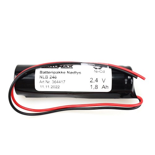 BATTERIPAKKE NLB 248 NØDLYS 2,4V1,8AH-S-LEDNINGER