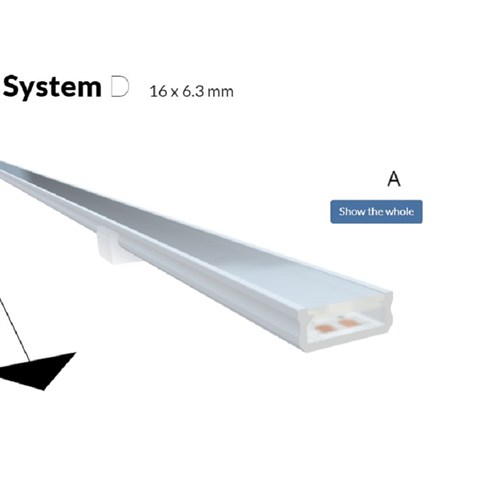 Alu Profil Hvitt 200cm med led tape 24V 20W 1230lm pr/meter 2700K IP68