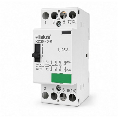 KONTAKTOR MODULÆR 25A 4pol 4NO 24V AC/DC ISKRA