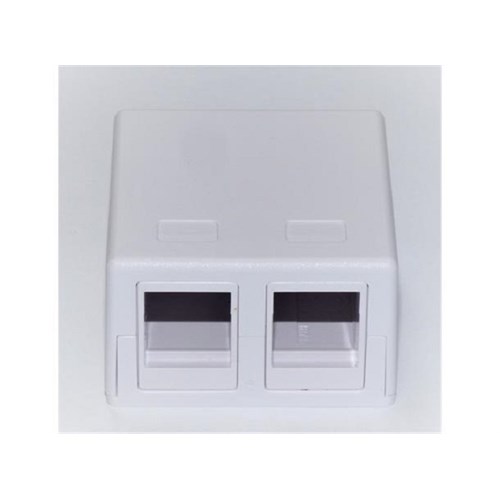 Påveggboks JYH for 2xKeystone Hvit 50x50x30mm Fibergrossisten