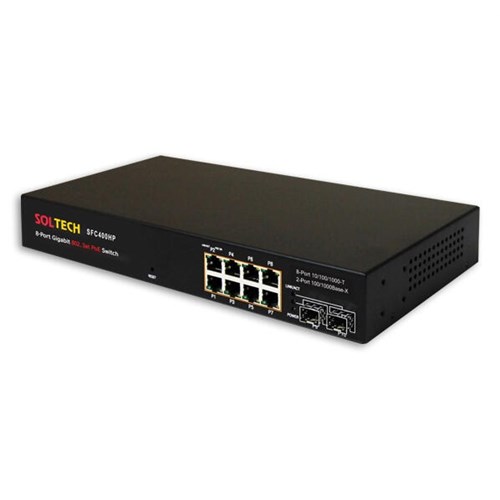 Soltech SFC400HP PoE Switch 8-Ports PoE 10/100/1000Mbps + 2-SFP 120W