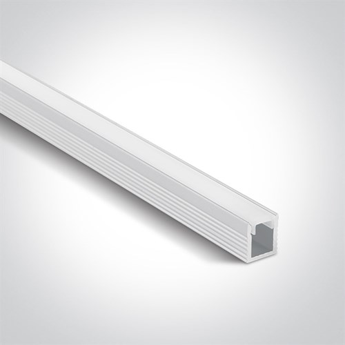 Alu Profil 8X9MM Hvit L= 2M FOR LED TAPE 5mm m/lokk, klips og ender
