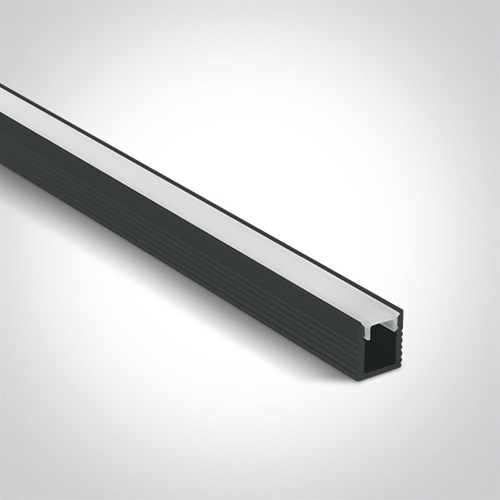Alu Profil 8X9MM Sort L= 2M FOR LED TAPE 5mm m/lokk, klips og ender
