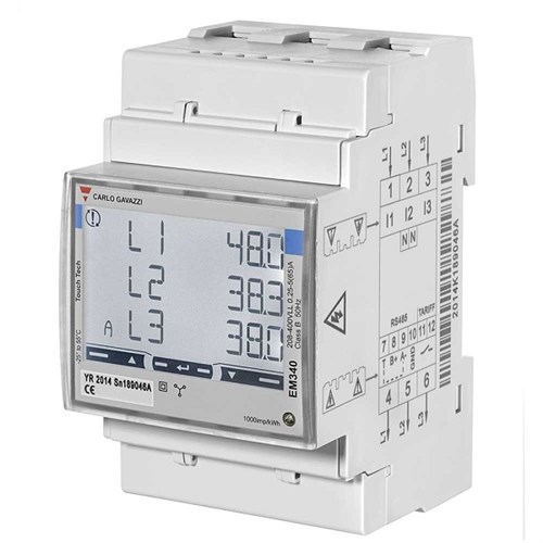 MÅLER kWh 3-FASE IT 230V 65A EM340 DIGITAL m/pulsutgang