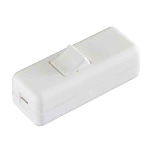 LEDNINGSBRYTER MED JORD 2 POL 10A for rund kabel HVIT BLISTER
