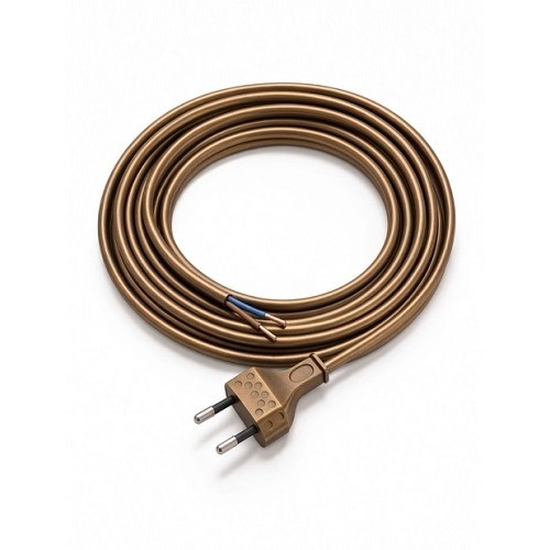 NETTLEDNING PL 2X0,75MM2 4M BRONSE med eurostøpsel BLISTER