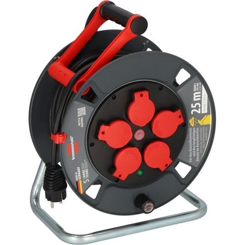 Kabeltrommel 300 KU 2100 ute 3G1,5MM2 25M 5 uttak IP44 Proff Brennenstuhl